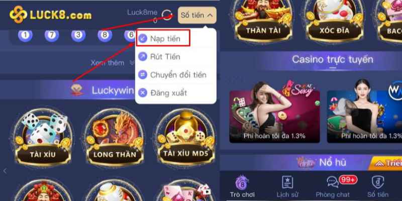 Nạp tiền nhà cái Luck8882